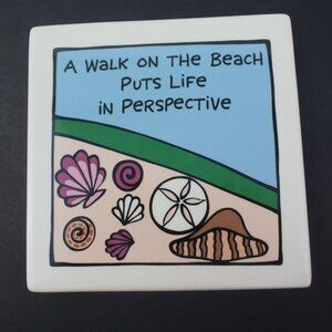 "A Walk on the Beach" Ceramic Plaque by Laurie Vessey